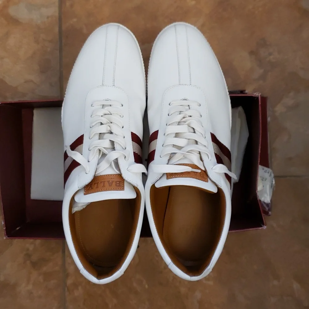 Bally Black and White Sneakers with Red and Gold Accents - Picture 3 of 6